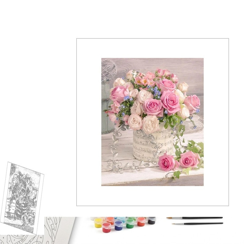 Contenu complet du kit peinture par numero Brise de Roses Sauvages