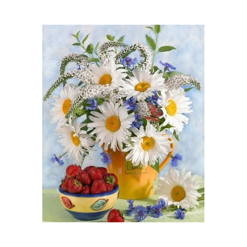 Resultat final du tableau Vase de Marguerites Lumineuses