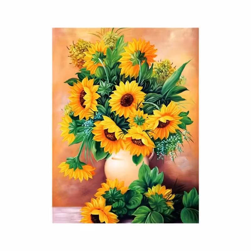 Resultat final du tableau Vase de Tournesols Dorés