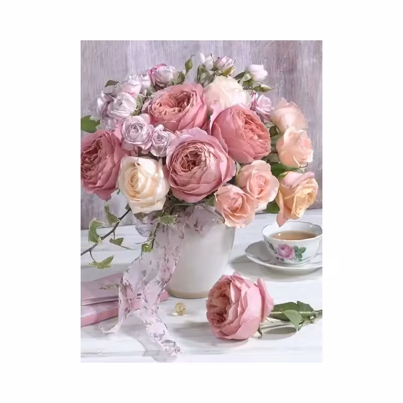 Resultat final du tableau Bouquet de Pivoines Pastels